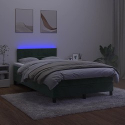 Boxspringbett mit Matratze & LED Dunkelgrün 120x200 cm Samt