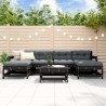 7-tlg. Garten-Lounge-Set mit Kissen Schwarz Massivholz