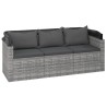 4-tlg. Garten-Sofagarnitur mit Kissen Grau Poly Rattan