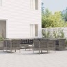 13-tlg. Garten-Lounge-Set mit Kissen Grau Poly Rattan