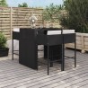 5-tlg. Gartenbar-Set mit Kissen Schwarz Poly Rattan