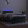 Boxspringbett mit Matratze & LED Dunkelgrün 90x190 cm Samt