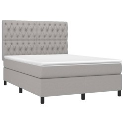 Boxspringbett mit Matratze Hellgrau 140x190 cm Stoff