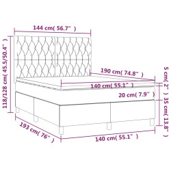 Boxspringbett mit Matratze Hellgrau 140x190 cm Stoff