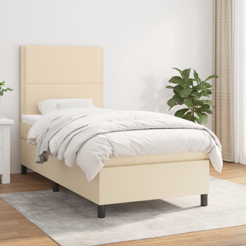 Boxspringbett mit Matratze Creme 80x200 cm Stoff