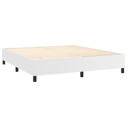 Boxspringbett mit Matratze Weiß 180x200 cm Kunstleder