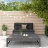 2-tlg. Garten-Lounge-Set mit Kissen Grau Massivholz