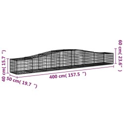 Gabionen mit Hochbogen 7 Stk. 400x50x40/60cm Verzinktes Eisen