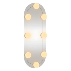 Wandspiegel mit LED-Leuchten 15x40 cm Glas Oval