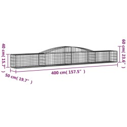 Gabionen mit Hochbogen 6 Stk. 400x50x40/60cm Verzinktes Eisen