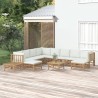 12-tlg. Garten-Lounge-Set mit Cremeweißen Kissen Bambus