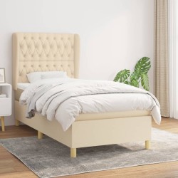 Boxspringbett mit Matratze Creme 90x200 cm Stoff