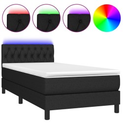 Boxspringbett mit Matratze & LED Schwarz 100x200 cm Stoff