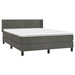 Boxspringbett mit Matratze Dunkelgrau 140x190 cm Samt