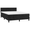 Boxspringbett mit Matratze & LED Schwarz 140x200 cm Samt