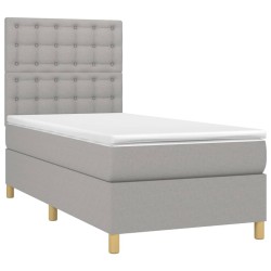 Boxspringbett mit Matratze & LED Hellgrau 80x200 cm Stoff