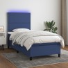 Boxspringbett mit Matratze & LED Blau 90x190 cm Stoff