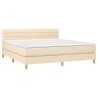 Boxspringbett mit Matratze & LED Creme 160x200 cm Stoff