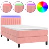 Boxspringbett mit Matratze & LED Rosa 80x200 cm Samt