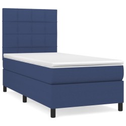 Boxspringbett mit Matratze Blau 90x200 cm Stoff