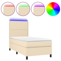 Boxspringbett mit Matratze & LED Creme 80x200 cm Stoff