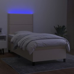 Boxspringbett mit Matratze & LED Creme 80x200 cm Stoff