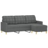 3-Sitzer-Sofa mit Hocker Dunkelgrau 180 cm Stoff