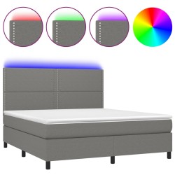 Boxspringbett mit Matratze & LED Dunkelgrau 160x200 cm Stoff