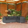 4-tlg. Garten-Lounge-Set mit Kissen Poly Rattan Grau