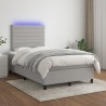 Boxspringbett mit Matratze & LED Hellgrau 120x200 cm Stoff