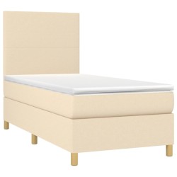 Boxspringbett mit Matratze & LED Creme 100x200 cm Stoff