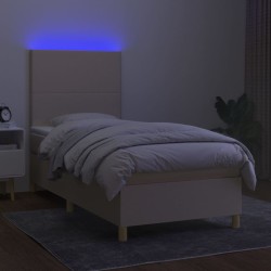 Boxspringbett mit Matratze & LED Creme 100x200 cm Stoff