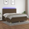 Boxspringbett mit Matratze & LED Dunkelbraun 180x200 cm Stoff