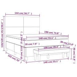 Boxspringbett mit Matratze Hellgrau 140x190 cm Stoff