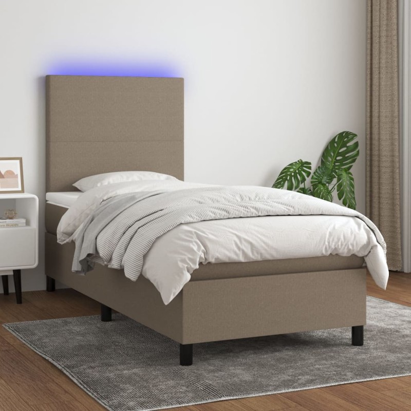 Boxspringbett mit Matratze & LED Taupe 100x200 cm Stoff