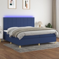 Boxspringbett mit Matratze & LED Blau 200x200 cm Stoff