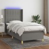 Boxspringbett mit Matratze & LED Dunkelgrau 90x200 cm Stoff