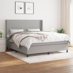 Boxspringbett mit Matratze Hellgrau 180x200 cm Stoff