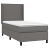 Boxspringbett mit Matratze Grau 100x200 cm Kunstleder