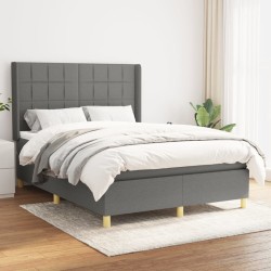 Boxspringbett mit Matratze Dunkelgrau 140x190 cm Stoff