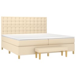 Boxspringbett mit Matratze Creme 200x200 cm Stoff