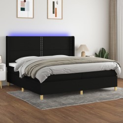 Boxspringbett mit Matratze & LED Schwarz 200x200 cm Stoff