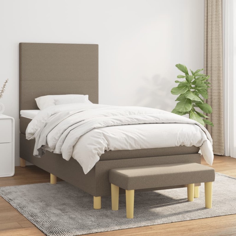 Boxspringbett mit Matratze Taupe 90x190 cm Stoff