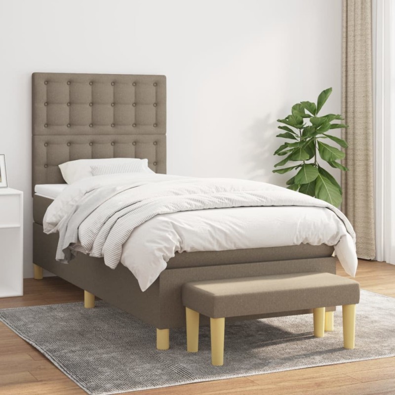 Boxspringbett mit Matratze Taupe 100x200 cm Stoff