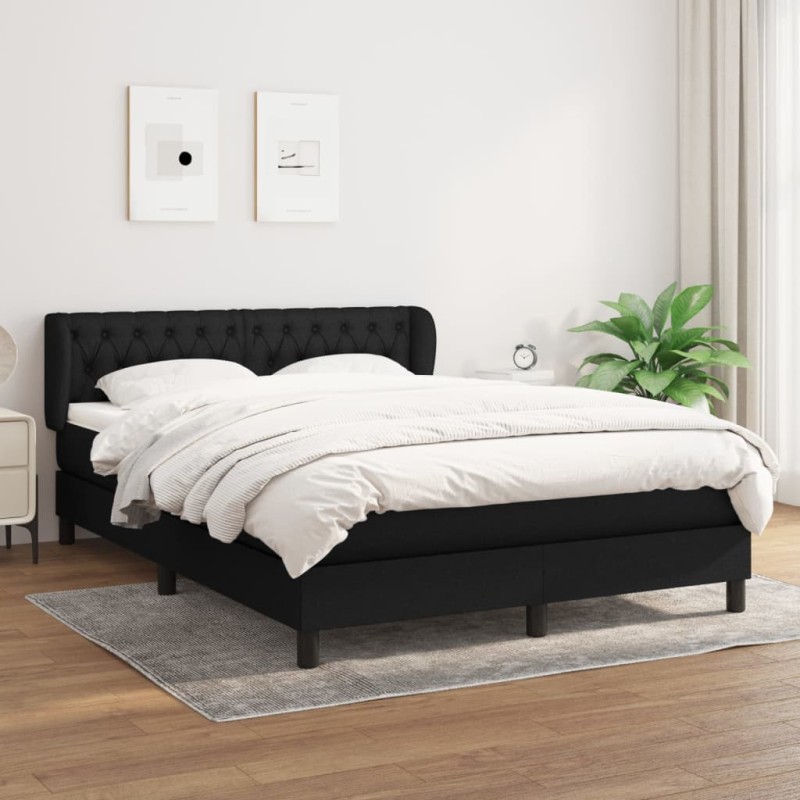 Boxspringbett mit Matratze Schwarz 140x190 cm Stoff