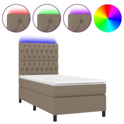 Boxspringbett mit Matratze & LED Taupe 90x200 cm Stoff