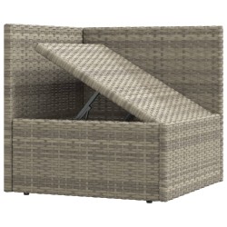 6-tlg. Garten-Lounge-Set mit Kissen Grau Poly Rattan