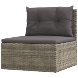 6-tlg. Garten-Lounge-Set mit Kissen Grau Poly Rattan