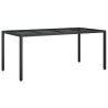 Gartentisch Schwarz 190x90x75 cm Gehärtetes Glas Poly Rattan