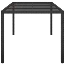 Gartentisch Schwarz 190x90x75 cm Gehärtetes Glas Poly Rattan